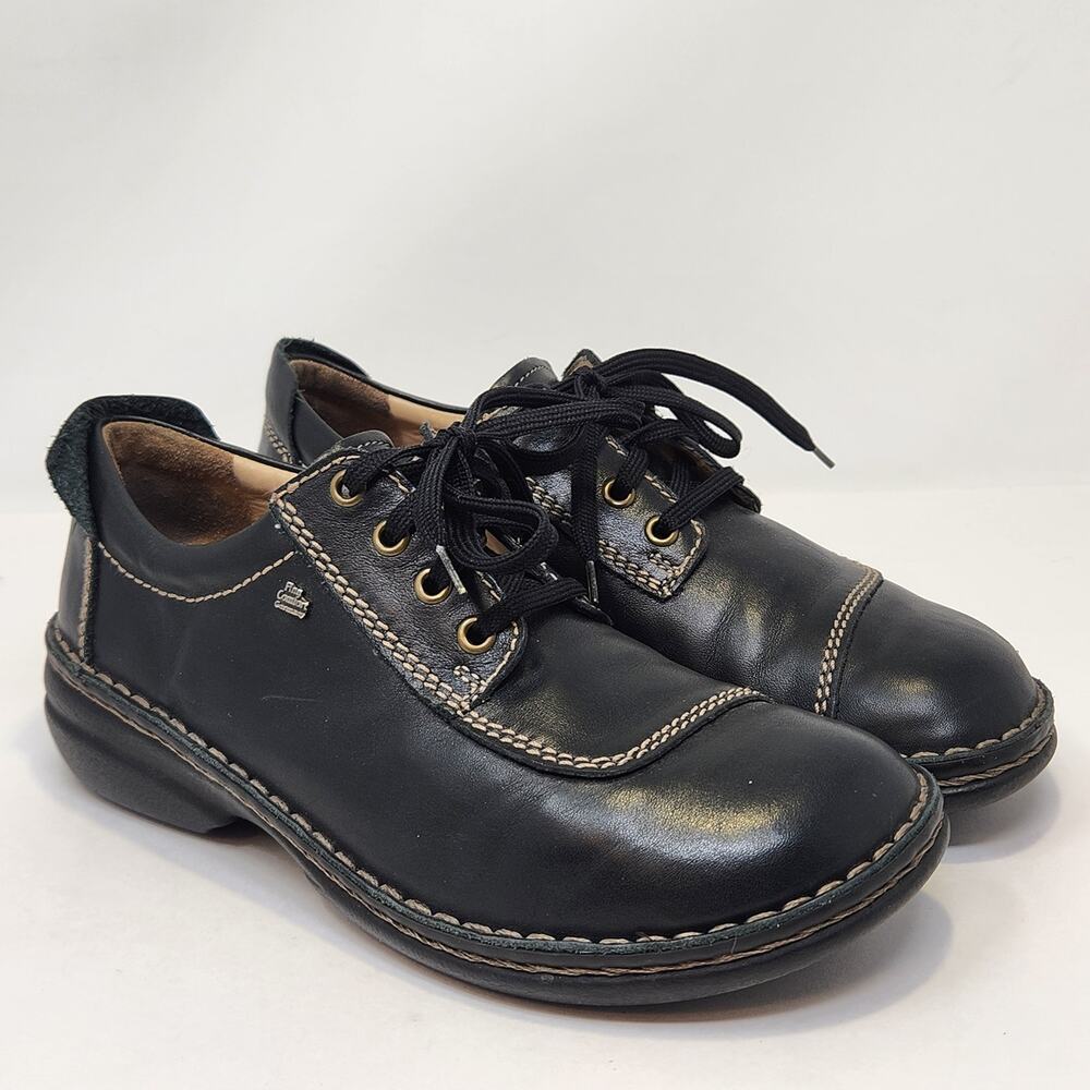 Finn Comfort Lexington Black Leather Lace Up Oxford Shoes Women Size 37 US 6.5